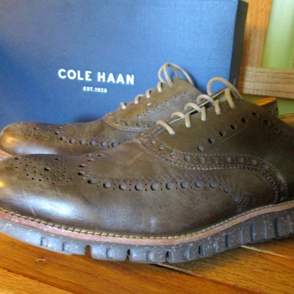 New Mens Cole Haan Pewter/Ivory Shoes Wing Tip Oxf